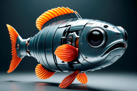 Robotic fish. Generative AI.の素材