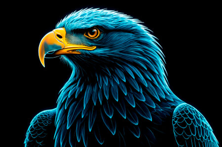 Illustration, neon aesthetics, neo-noir, X-ray image eagle. Generative AI.の素材