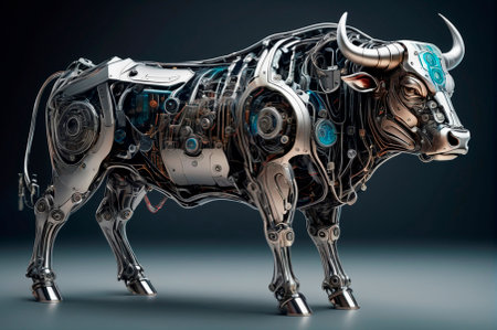 Cybernetic bull. Generative AI.の素材