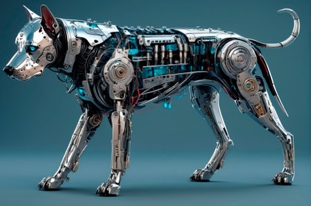 Cybernetic dog. Generative AI.の素材