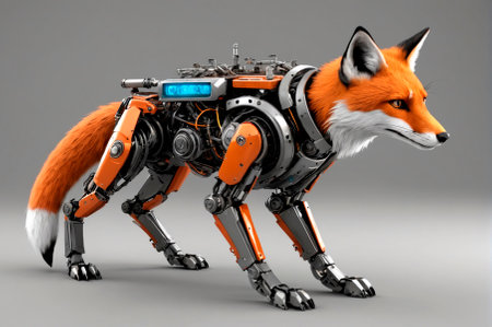 Futuristic fox. Generative AI.の素材