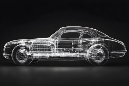Car enlightened by X-ray. Generative AI.の写真素材