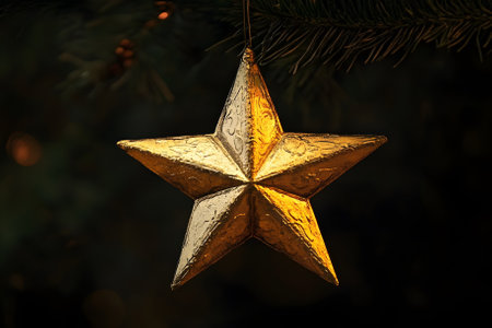 Star is a decoration on the Christmas tree. Generative AI