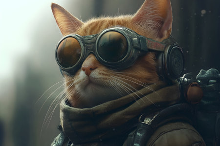 Portrait of a sci-fi cat. Generative AI.の写真素材