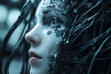 Artificial intelligence connected to the server. Generative AI.の写真素材