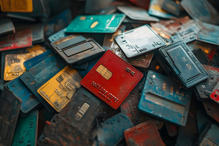 Trash from bank cards. Generative AI.の写真素材