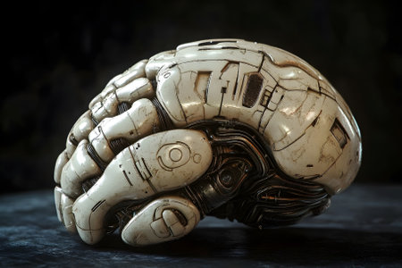 Futuristic representation of a robotic human brain. Generative AI.の写真素材