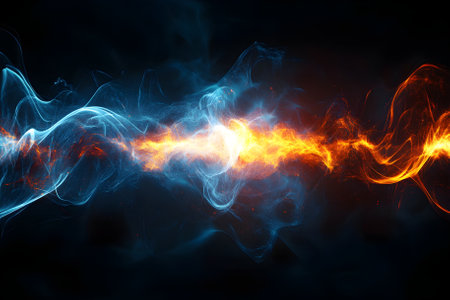 Abstract energy with luminous particles on a dark background, symbolizing energy. Generative AI.
