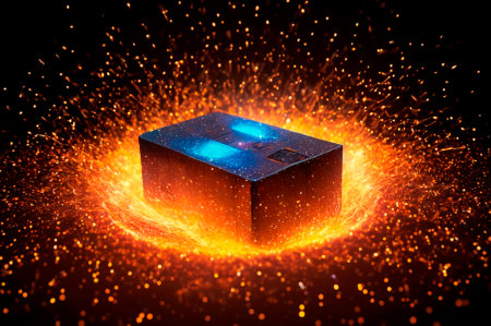 Holographic battery made of many particles. Generative AI.の写真素材