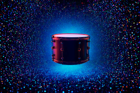 Holographic a drum made of many particles. Generative AI.の写真素材