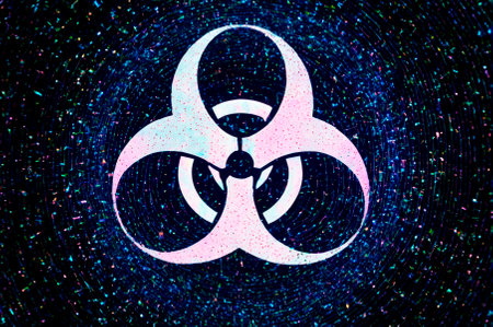 Holographic bio hazard made of many particles. Generative AIの写真素材