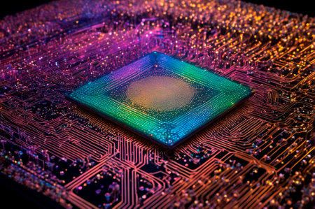 Holographic microcircuit made of many particles. Generative AI.
