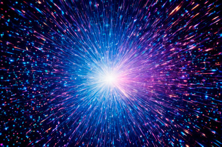 Holographic spark made of many particles. Generative AI.