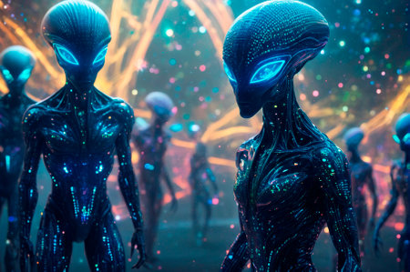 Holographic aliens of many particles. Generative AI.