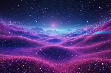 A holographic Landscape space, made up of many particles. Generative AI.