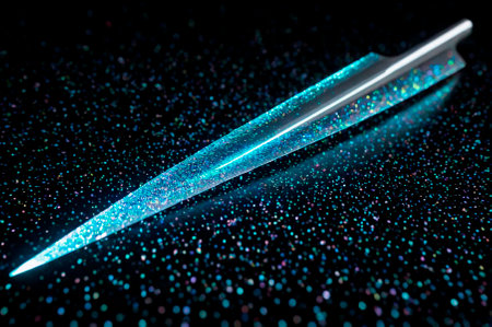 Holographic blade made of many particles. Generative AI.の写真素材