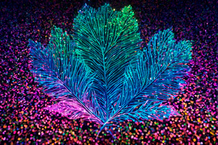 Holographic foliage made of many particles. Generative AI.の写真素材