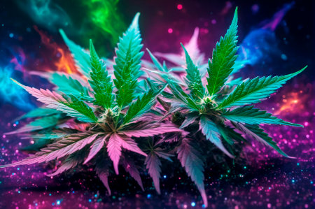 Holographic marijuana of many particles. Generative AI.の写真素材