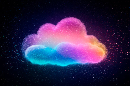 Holographic the cloud, made up of many particles. Generative AI.の写真素材