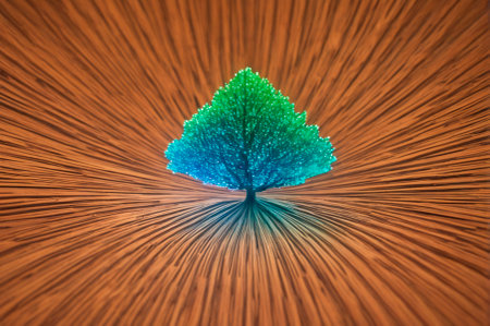 A holographic fern, made up of many particles.の写真素材