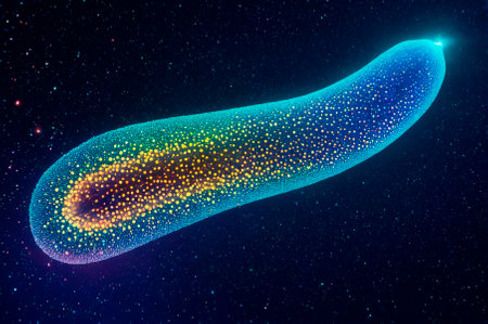 Holographic leench consisting of many particles in the sky. Generative AI.の写真素材