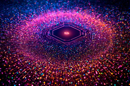 Holographic processor made of multiple particles. Generative AI.の写真素材