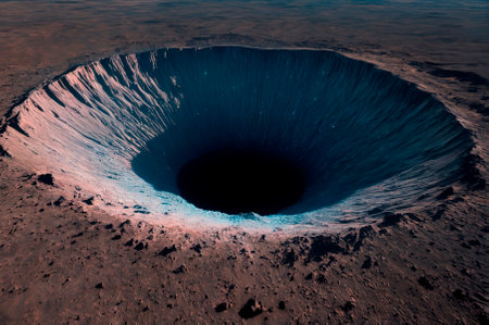 Impact crater on the moon. Generative AI.の写真素材