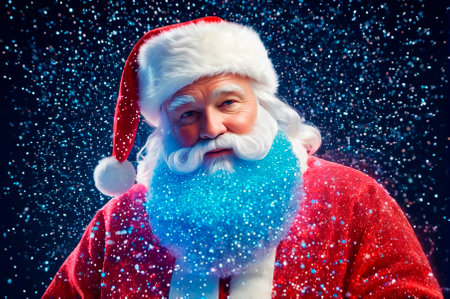 Holographic santa claus made of many particles. Generative AI.の写真素材