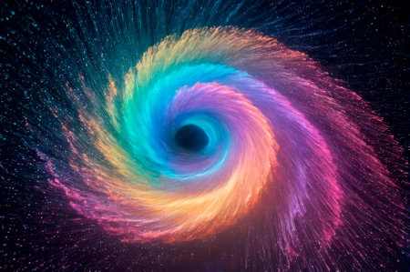 Holographic tornado, made up of many particles. Generative AI.