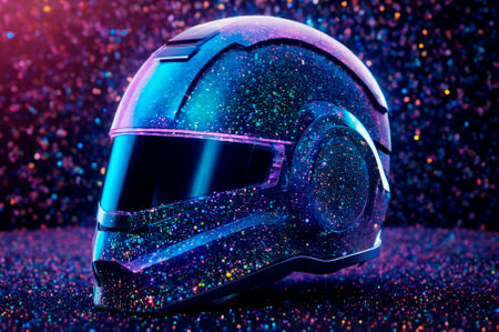 Holographic helmet made of many particles. Generative AI.の写真素材