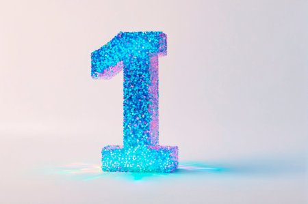 Holographic the number one of many particles. Generative AI.の写真素材