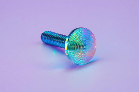 Iridescent Rainbow Bolt on Purple Background. Generative AI.の写真素材