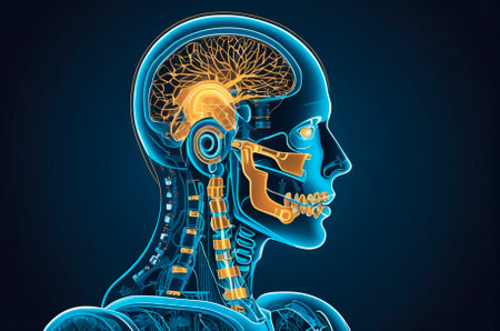 Artificial intelligence is X-rayed in vector style. Generative AI.の写真素材