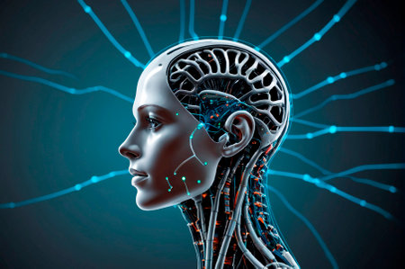 Artificial intelligence connected to a neural network. Generative AI.