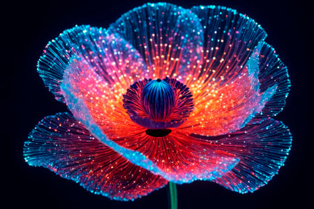 Glowing Fiber Optic Flower in Vivid Colors. Generative AI.の写真素材