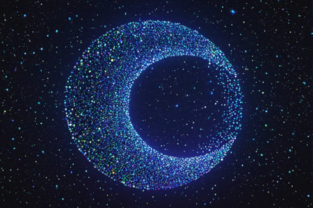 Abstract Crescent Moon with Starry Night Background. Generative AI.の写真素材