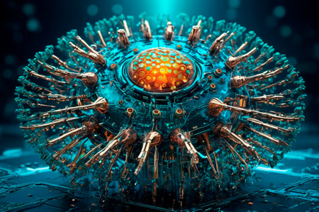 Cybernetic virus, detailed. Generative AI.