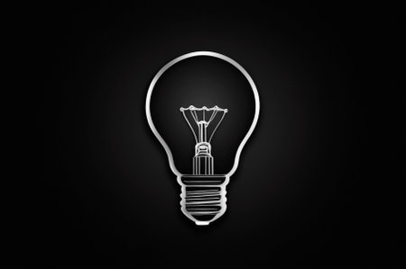 3d icon of the idea light bulb, minimalistic, on a black background. Generative AI.