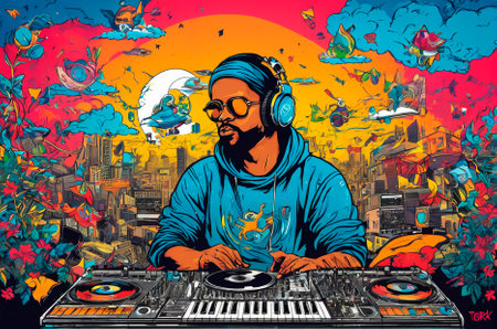 Music producer, vector style. Generative AI.
