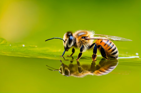 Insect is a bee on the water. Generative AI.