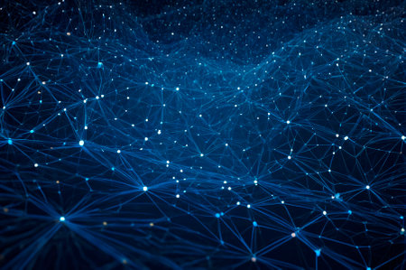 Network of interconnections, connected points, three-dimensional space-time. generative AI.