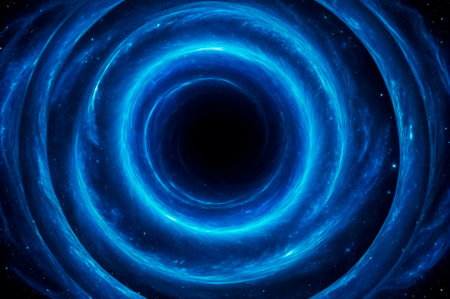 Circular blue universal energy swirling in a vortex. Generative AI.