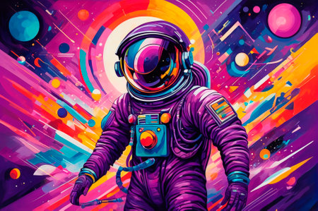 Futuristic, brave astronaut from the distant future, Generative AI.