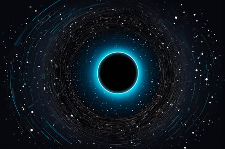 Black hole in the world of digital computers, vector style. Generative AI.