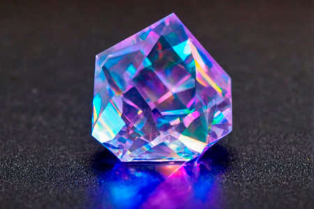 Iridescent Crystal Prism Reflecting Colorful Light. Generative AI.