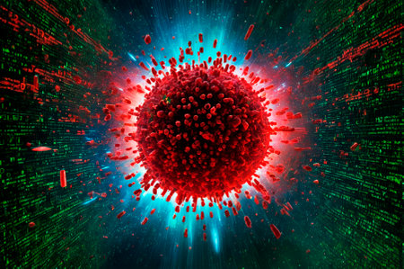 Digital Virus Rendering with Cybernetic Elements. Generative AI.の写真素材