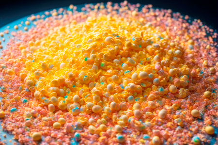 Close-up of Colorful Pile of Yellow Wax Pellets. Generative AI.