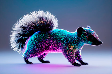 Vibrant Digital Art of a Glowing Animal with Iridescent Pattern. Generative AIの写真素材