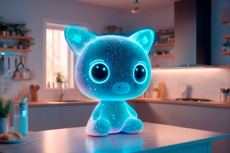 Friendly Robot Assistant in Kitchen Setting Smiling. Generative, AI,