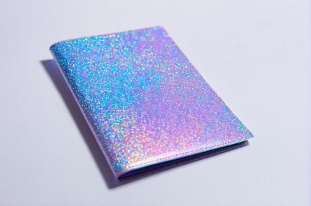 Sparkling Holographic Passport Cover on Minimal Background. Generative AI.の写真素材